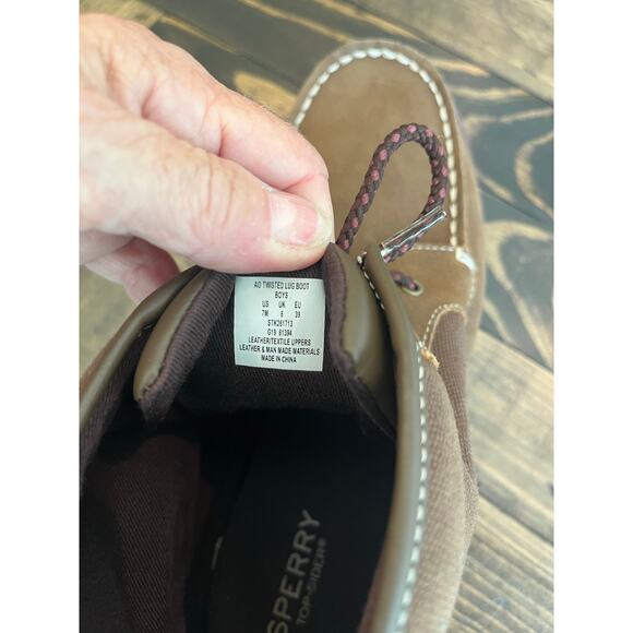 SPERRY Youth Boys 7M AO TWISTED LUG Boot Shoes Brown Neutral Twee Fall Leather - Picture 2 of 12